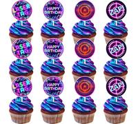 Fangleland 36 pezzi Laser Tag Cupcake Toppers per ragazze - Laser Tag Festa Compleanno Party Decorations, tema laser Buon Compleanno Dessert Tabella Decorazioni Torta Picks Party Favors