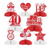 Fangleland 8 decorazioni da tavola a nido d'ape per anniversario di matrimonio, centrotavola a nido d'ape, per festeggiare il 40° anniversario di matrimonio, decorazione romantica