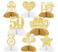 Fangleland 8 decorazioni da tavolo per anniversario di matrimonio, centrotavola a nido d'ape, per festeggiare il 50° anniversario di matrimonio, decorazione romantica a nido d'ape per felice