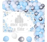 Fangleland Decorazioni per feste di compleanno per ragazze, blu Once Upon A Time Sfondo Balloon Arch Garland Kit, Castello Floreale Racconto Compleanno Baby Shower Party Forniture