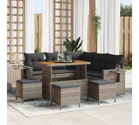 Fangmaliuyun 10 pezzi divano da giardino 219 × 219 × 85 cm, in rattan sintetico, in legno di acacia, resistente alle intemperie, modulare, per giardino/terrazza/balcone