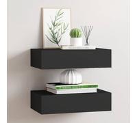 Fangmaliuyun 2 mensole da parete con cassetto, colore nero, 40 x 23,5 x 10 cm, MDF/metallo, sospese, per chiavi e gioielli, corridoio, camera da letto