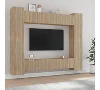 Fangmaliuyun 8-TLG - Mobile TV in legno di rovere Sonoma, 80 x 30 x 30 cm e 30,5 x 30 x 90 cm, montaggio a parete, moderno sistema completo per soggiorno, sala da pranzo, ufficio