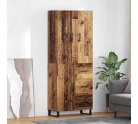 Fangmaliuyun Altholz Highboard con cassetti 69,5 x 34 x 180 cm in legno ingegnerizzato e vetro, moderna credenza cucina corridoio o soggiorno, armadio con 3 ante per sala da pranzo ufficio