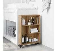 Fangmaliuyun Carrello sottile in rovere Artisan, 48 x 13 x 68 cm, in legno con 4 ruote e 60 kg, design moderno salvaspazio per cucina, bagno, soggiorno