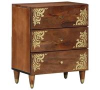 Fangmaliuyun Comodino marrone miele 50 x 33 x 62 cm, moderno comodino in legno di mango con cassetto, fronte dipinto a mano, gambe robuste per camera da letto, camere degli ospiti e piccoli spazi