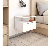 Fangmaliuyun Comodino sospeso bianco, 40 x 31 x 27 cm, materiale in legno, design moderno e senza tempo, con cassetto e scomparti aperti, salvaspazio, per camera da letto, soggiorno, corridoio