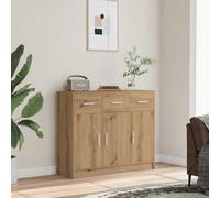 Fangmaliuyun Credenza Artisan Rovere 91 x 28 x 75 cm, materiale in legno con design senza tempo, per cucina, soggiorno o corridoio, stabile, molto spazio di archiviazione, porte pratiche