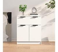 Fangmaliuyun Credenza bianca, 60 x 30 x 70 cm, in legno, moderna credenza per cucina, corridoio e soggiorno con cassetto e 2 ante, salvaspazio con supporto a parete