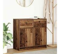 Fangmaliuyun Credenza da cucina, 80 x 34 x 76 cm, effetto legno anticato con 2 ante e 2 cassetti, portata 60 kg, struttura modulare per soggiorno, corridoio, sala da pranzo