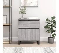 Fangmaliuyun Credenza grigia Sonoma 60 x 35 x 70 cm, materiale in legno con gambe in ferro, design moderno, ampio spazio e robustezza, cucina, soggiorno, corridoio