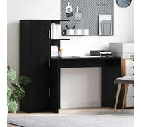 Fangmaliuyun Credenza nera rovere 102 x 50 x 124 cm, scrivania con spazio e 6 ripiani, design moderno e durata con 2 ante per casa, ufficio, soggiorno, corridoio