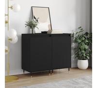 Fangmaliuyun Credenze nere, set da 2 pezzi, 40 x 35 x 70 cm, in legno e gambe in metallo, moderne, con montaggio flessibile, molto spazio e look semplice per soggiorno, corridoio e cucina