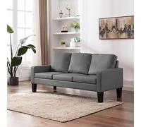 Fangmaliuyun Divano in similpelle a 3 posti, 184 x 76 x 82,5 cm, grigio, moderno, con cornice in legno, confortevole profondità di seduta 48 cm, robusto divano da lettura per soggiorno, camera dei