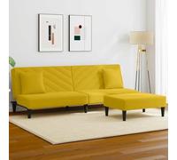Fangmaliuyun Divano letto 2 posti in velluto giallo 200 x 84,5 x 69 cm allungabile, pouf e 2 cuscini, moderno piccolo divano per Livingroom, camera dei ragazzi e ufficio