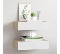 Fangmaliuyun Floating Shelf Set di 2 mensole sospese da parete, 40 x 23,5 x 10 cm, in MDF/metallo, colore bianco rovere, design moderno, robusto, per livingroom corridoio, bedroom