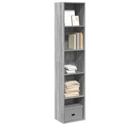Fangmaliuyun Libreria grigia Sonoma 40 x 30 x 189 cm in materiale legno, sottile scaffale alto con scomparti aperti, design moderno per molto spazio in soggiorno, camera da letto, ufficio e corridoio