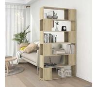 Fangmaliuyun Libreria in rovere Sonoma, 100 x 24 x 188 cm, sottile, divisorio per soggiorno, camera da letto, ufficio, design moderno in legno con spazio di archiviazione