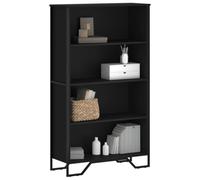 Fangmaliuyun Libreria nera 80 x 31 x 137,5 cm in legno e metallo, moderna mensola con 4 scomparti, scaffale alto per soggiorno, camera da letto, ufficio, corridoio