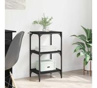 Fangmaliuyun Libreria nera effetto quercia 40 x 33 x 70,5 cm, 3 scomparti, materiale in legno e ferro, design industriale moderno, stabile, salvaspazio, per soggiorno, ufficio e corridoio