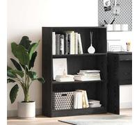 Fangmaliuyun Libreria nera rovere 80 x 24 x 109 cm scaffale in legno moderno 4 scomparti robusto multiuso per soggiorno, corridoio, ufficio