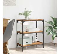 Fangmaliuyun Libreria piccola 60 x 33 x 70 cm, effetto legno vecchio, telaio in ferro, design moderno, robusto, altezza per casa, ufficio, soggiorno, cucina, balcone