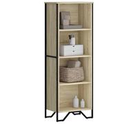 Fangmaliuyun Libreria Sonoma Rovere 50 x 31 x 137,5 cm con 4 scomparti e piedini in metallo, moderna libreria in legno, scaffale alto sottile per Living Room, Corridoio e Home Office