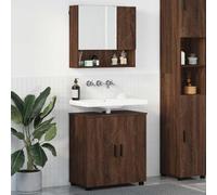 Fangmaliuyun Mobile sottolavabo in rovere marrone 61 × 35 × 64 cm con armadietto a specchio per piccolo bagno