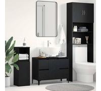 Fangmaliuyun Mobile sottolavabo nero, 80 x 33 x 60 cm, in legno, design moderno, con porta e ripiano regolabile, durevole, per bagno, ospiti, WC