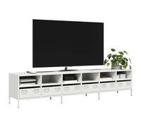 Fangmaliuyun Mobile TV bianco, 202 x 39 x 43,5 cm, in acciaio laminato a freddo, moderno, con 6 cassetti e 6 scomparti, stabile, design senza tempo, per soggiorno, camera da letto, corridoio