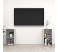 Fangmaliuyun Mobile TV, set da 2 pezzi, grigio cemento, 72 x 35 x 36,5 cm, materiale in legno, moderno basso con ampio spazio di archiviazione, utilizzabile in orizzontale o verticale, per soggiorno