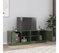 Fangmaliuyun Mobile TV verde oliva, 67 x 39 x 44 cm, set da 2 pezzi, in acciaio laminato a freddo, con 2 ripiani e porte, moderno basso per soggiorno, mobile TV fino a 76 cm
