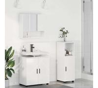 Fangmaliuyun Set da bagno da 3 pezzi, bianco lucido, 61 x 35 x 64 cm, mobiletto lavabo con armadietto a specchio, comò per piccoli bagni