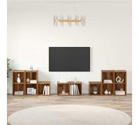 Fangmaliuyun Set da parete per TV, in legno antico, 8 pezzi, 37 x 35 x 72 cm, in legno dal design moderno, molto spazio per il montaggio a parete per soggiorno, sala da pranzo