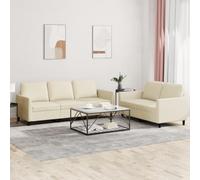 Fangmaliuyun Set di 2 + 3 divani in similpelle color crema, larghezza 140/200 cm, moderno soggiorno con cuscino, struttura robusta 52 kg, per Living Room Bedroom Loft