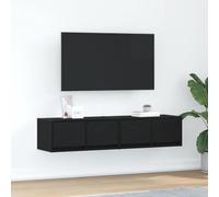 Fangmaliuyun Set di 2 armadi per TV, 60 x 31 x 25,5 cm, colore nero, legno di quercia, montaggio a parete, con 2 cassetti, design moderno, robusto, per soggiorno, camera da letto, ufficio