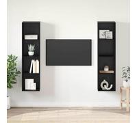 Fangmaliuyun Set di 2 armadi per TV sospesi, colore nero, 37 x 37 x 142,5 cm, in legno dal design moderno, a parete, per soggiorno, corridoio, camera da letto