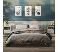 Fangmaliuyun Set di 2 comodini da parete, grigio cemento, 38 x 31 x 39 cm, in legno, design moderno e salvaspazio, con cassetto per camera da letto, soggiorno, corridoio