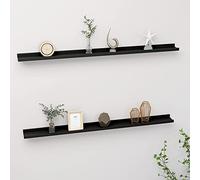 Fangmaliuyun Set di 2 mensole sospese da parete in MDF nero, 115 x 9 x 3 cm, design moderno e alta stabilità, libreria salvaspazio per Living Room, camera da letto, corridoio