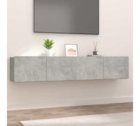 Fangmaliuyun Set di 2 tavole basse per TV, grigio cemento, 80 x 30 x 30 cm, in legno dal design moderno, con due lembi, gestione dei cavi e montaggio a parete, per soggiorno, corridoio, camera da