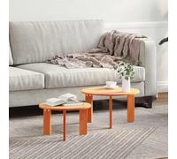 Fangmaliuyun Set di 2 tavolini da caffè rotondi, 47,5 cm, in legno massello di pino marrone cera, design moderno, robusto, per piccolo soggiorno, camera da letto, corridoio