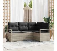 Fangmaliuyun Set di 4 divani da giardino, grigio chiaro, in rattan sintetico, modulare, per esterni, 219 x 36 cm, robusti, protezione dalle intemperie, balcone, terrazza, mobili da giardino