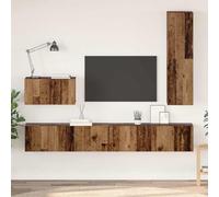 Fangmaliuyun Set di 4 mobili per TV, in legno anticato, 200 x 30 x 30 cm, montaggio a parete, stile rustico, design moderno, robusto e durevole, per soggiorno, camera da letto, corridoio