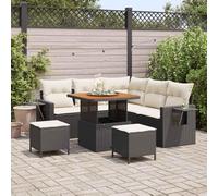 Fangmaliuyun Set di 9 divani da giardino, 219 x 219 x 85 cm, colore nero, crema, divano modulare in rattan sintetico, per balconi, terrazzi, piccoli giardini e lounge da esterno