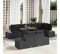 Fangmaliuyun Set di 9 divani da giardino in rattan sintetico, 100 x 55 x 73 cm, moderno set da cose con spazio di archiviazione, robusto e resistente alle intemperie, per balcone, terrazza e giardino