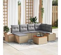 Fangmaliuyun Set di divani da giardino, 264 x 154 x 85 cm, beige, grigio chiaro, in polyrattan, modulare con spazio di archiviazione, per giardino, balcone o piccole terrazze