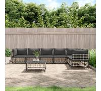 Fangmaliuyun Set di divani da giardino, 8 pezzi, 72 x 72 x 66 cm, antracite, in polyrattan con telaio in acciaio, cuscini imbottiti spessi, design moderno, robusto, per esterni, balcone, terrazza