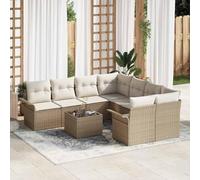 Fangmaliuyun Set di divani da giardino modulari da 9 pezzi, 55 x 55 x 37 cm, beige, crema, polyrattan, con cassetto, esterno, balcone, terrazza, per piccoli spazi e giardini