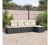 Fangmaliuyun Set di divani da giardino nero 5 pezzi 55 x 62 x 69 cm in robusto polyrattan con vano portaoggetti, mobili moderni da balcone per piccole terrazze, giardino e angoli lounge