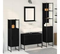 Fangmaliuyun Set di mobili da bagno da 4 pezzi, nero, 33 x 33 x 185,5 cm
